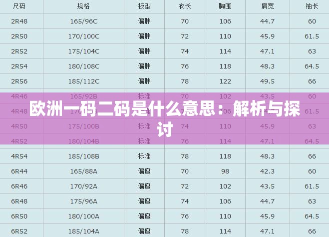 歐洲一碼二碼是什么意思：解析與探討