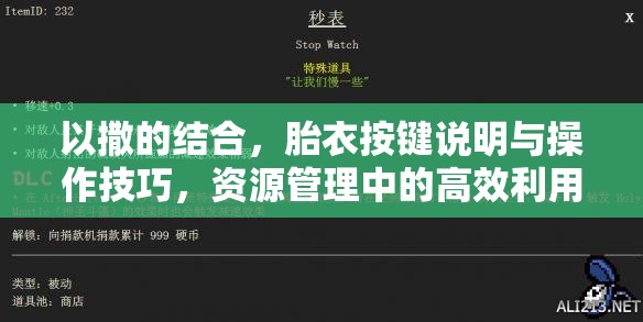 以撒的結(jié)合，胎衣按鍵說明與操作技巧，資源管理中的高效利用策略解析