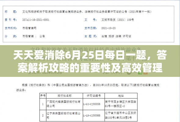 天天愛消除6月25日每日一題，答案解析攻略的重要性及高效管理技巧