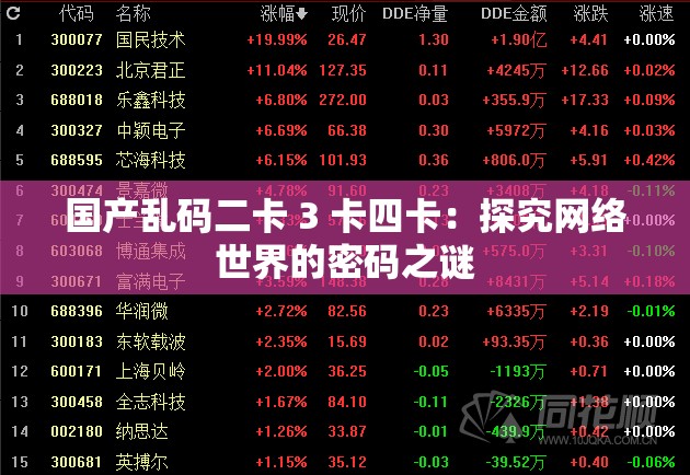 國(guó)產(chǎn)亂碼二卡 3 卡四卡：探究網(wǎng)絡(luò)世界的密碼之謎