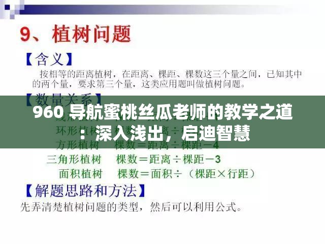 960 導航蜜桃絲瓜老師的教學之道：深入淺出，啟迪智慧