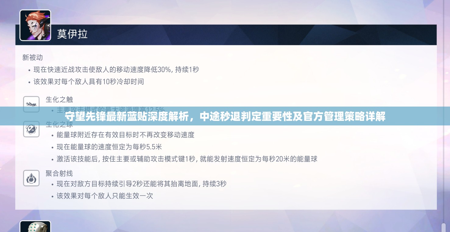 守望先鋒最新藍貼深度解析，中途秒退判定重要性及官方管理策略詳解